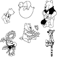 A coloring page of winnie the pooh - group
